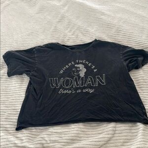 Caution To The Wind Black Graphic Crop Tee